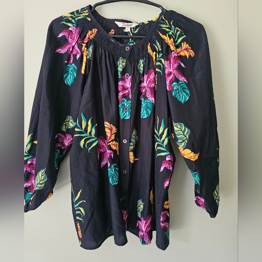 Tucker Classic Farm Rio Blouse Silk Cotton Blend - Picture 4 of 8